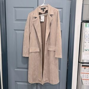 Taupe trench jacket faux suede forever 21